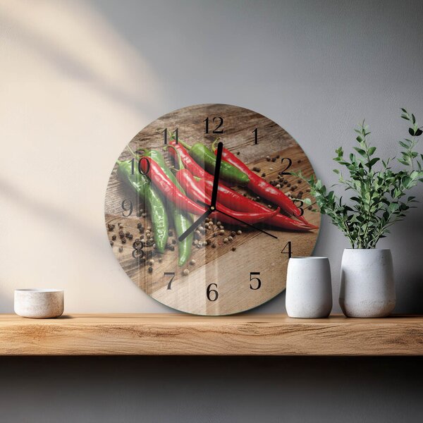 Skleněné nástěnné hodiny Chilli papričky zsoc-fi30-00179096