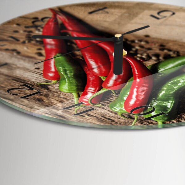 Skleněné nástěnné hodiny Chilli papričky zsoc-fi30-00179096