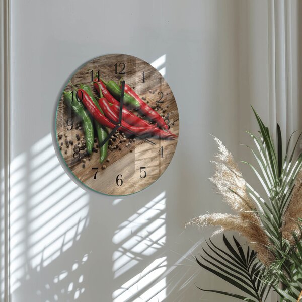 Skleněné nástěnné hodiny Chilli papričky zsoc-fi30-00179096
