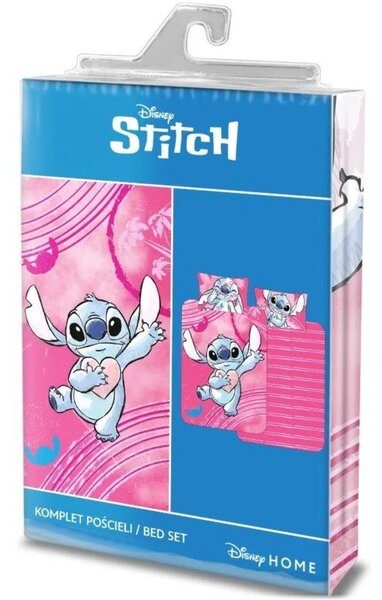 Bavlněné ložní povlečení Stitch v růžové barvě pro holky - 100% bavlna - 70 x 90 cm + 140 x 200 cm
