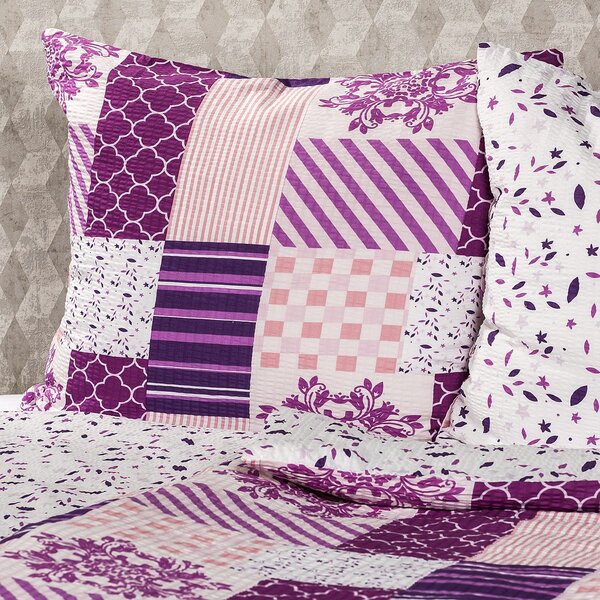 4Home Krepové povlečení Patchwork violet, 140 x 200 cm, 70 x 90 cm