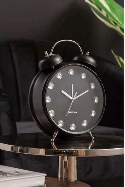 Designové stolní hodiny - budík 6019BK Karlsson 30cm