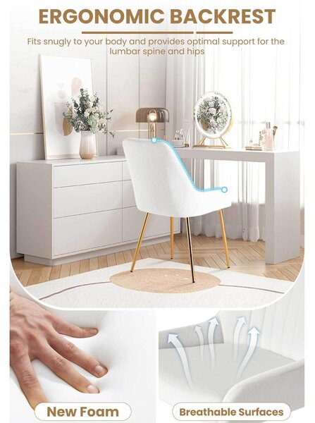 Jídelní židle - Židle - Sada jídelních židlí - Designové židle - Sametové židle - Sada 2 kusů, bílá barva