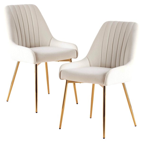 Jídelní židle - Židle - Sada jídelních židlí - Designové židle - Sametové židle - Sada 2 kusů, bílá barva