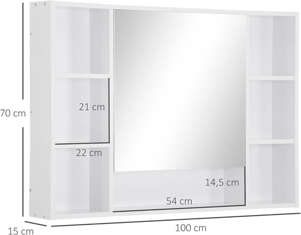 Skříňka do koupelny se zrcadlem - Zrcadlová skříňka - Nástěnná skříňka - Úložná skříňka - Nábytek do koupelny - Bílá