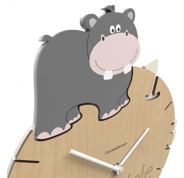 Dětské hodiny CalleaDesign hroch 36cm (možnost vlastního jména)