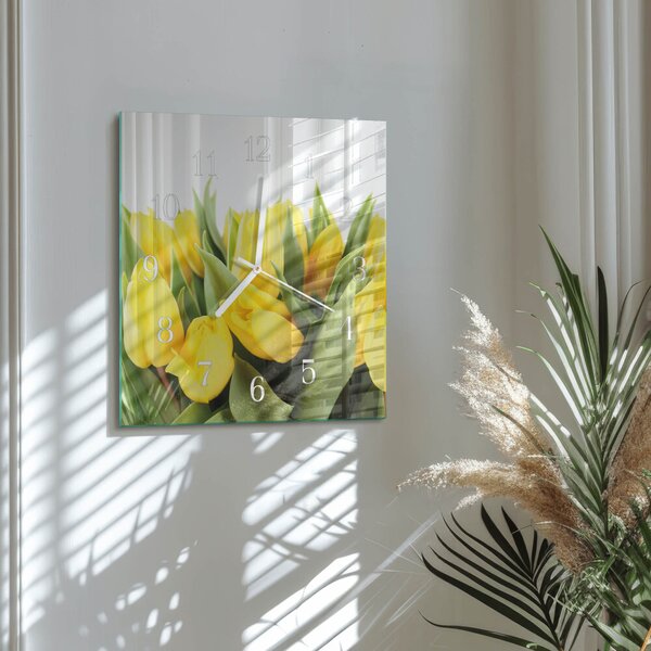 Skleněné hodiny Tulipánové květy zskb-30x30-00081866