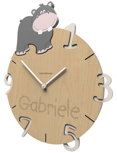Dětské hodiny CalleaDesign hroch 36cm (možnost vlastního jména)