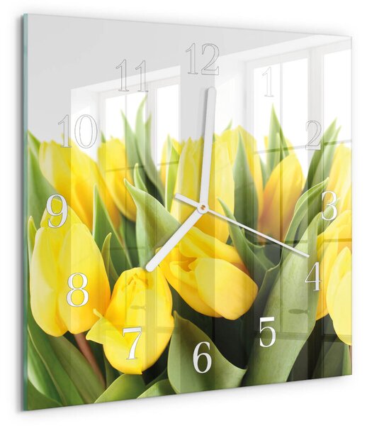 Skleněné hodiny Tulipánové květy zskb-30x30-00081866