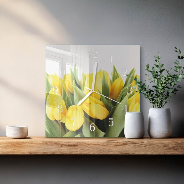 Skleněné hodiny Tulipánové květy zskb-30x30-00081866