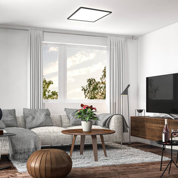 B.K. Licht LED panel Slim s dálkovým ovládáním RGBW, 42 x cm, černý, podsvícení, stmívatelný, Černá, Pracovna / kancelář, Plast