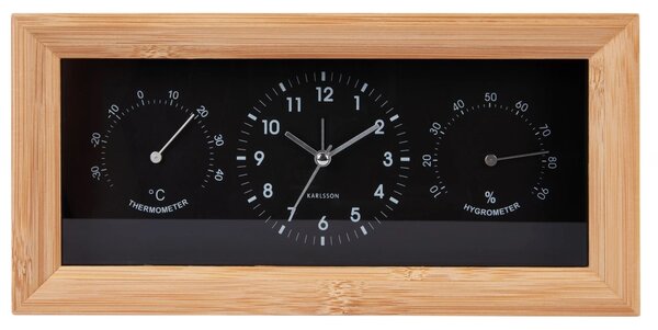 Nástěnné-stolní hodiny s teploměrem a vlhkoměrem 5925BK Karlsson 26cm