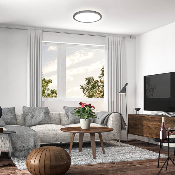 B.K. Licht LED panel Slim s dálkovým ovládáním RGBW, Ø 29 cm, černý, podsvícení, stmívatelný, Černá, Pracovna / kancelář, Plast