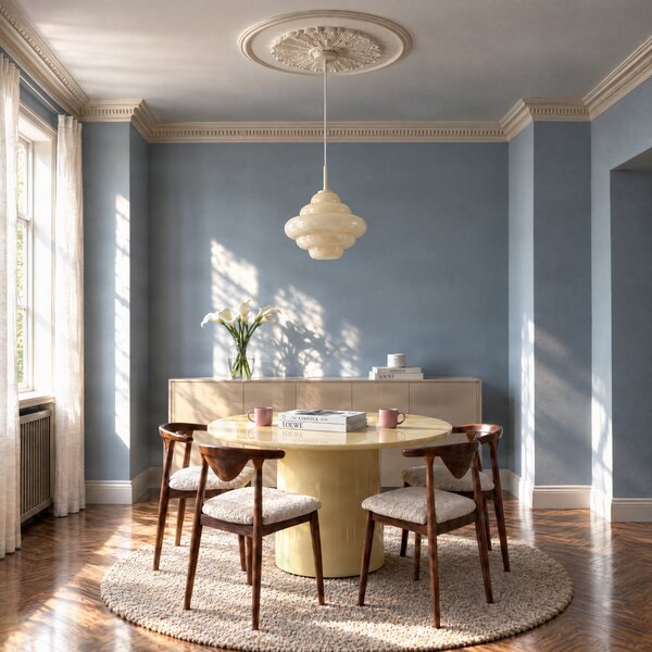 Závěsná svítidlo Lucande, Leilani, stmívatelné, Žlutá, Obývací pokoj, Sklo, Design