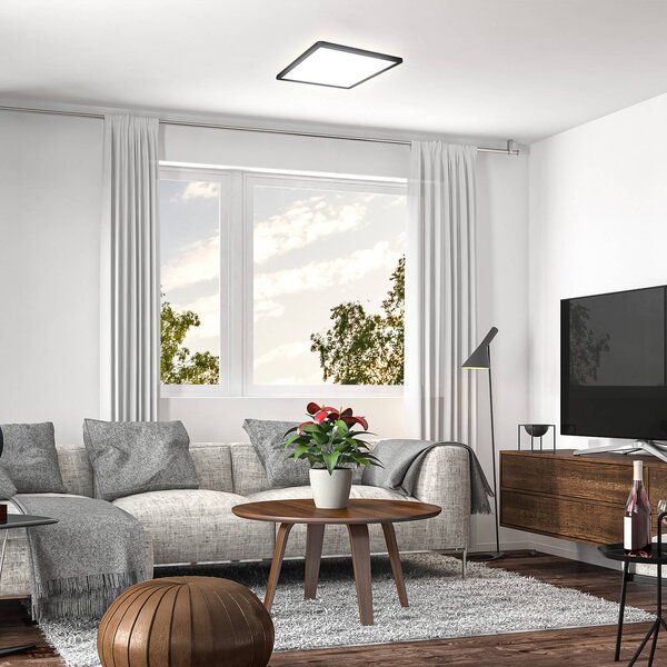 B.K. Licht LED panel Slim s dálkovým ovládáním RGBW, 29 x cm, černý, podsvícení, stmívatelný, Černá, Pracovna / kancelář, Plast