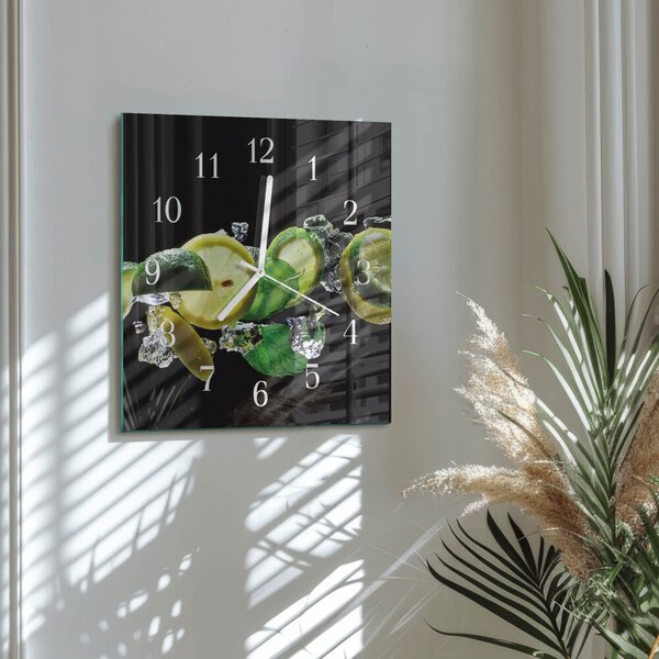 Skleněné hodiny Citron a limetka zskb-30x30-00089281