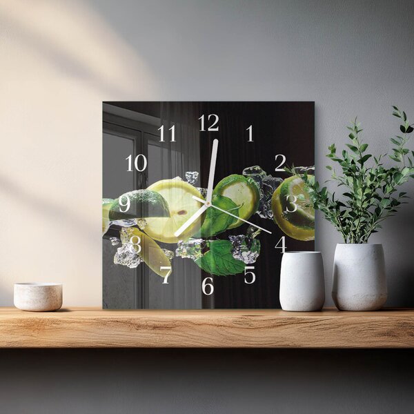 Skleněné hodiny Citron a limetka zskb-30x30-00089281