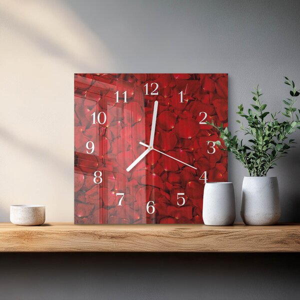 Skleněné hodiny Okvětní lístky růží zskb-30x30-00083840