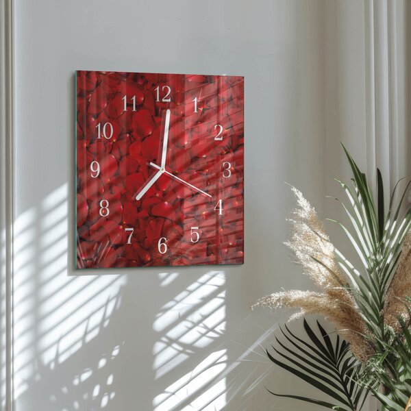 Skleněné hodiny Okvětní lístky růží zskb-30x30-00083840