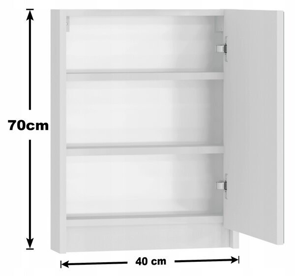 Koupelnová skříňka 40 cm se zrcadlem a LED osvětlením, lakovaná bílá lesklá Omeble