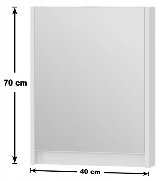 Koupelnová skříňka 40 cm se zrcadlem a LED osvětlením, lakovaná bílá lesklá Omeble