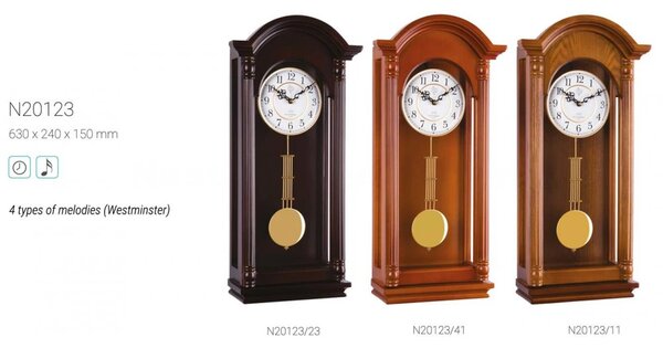 Kyvadlové nástěnné hodiny NR20123/11 JVD řízené rádiovým signálem 63cm