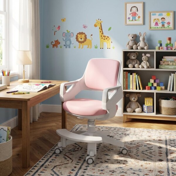 Dětská rostoucí židle Neoseat KIDDY FIVE — látka, pratelný potah, růžová