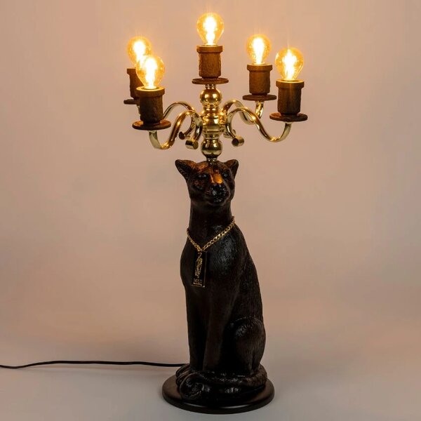 Černá stolní lampa Bold Monkey Proudly Crowned Panther 62 cm