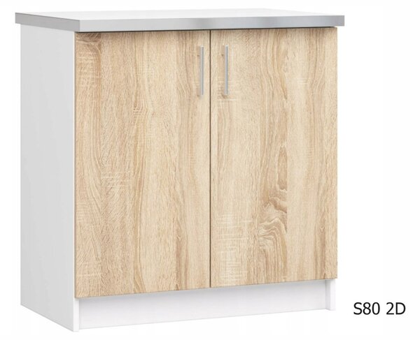 Kuchyňská skříňka dolní s pracovní deskou LIMA S80 2D, 80x85,5x46, sonoma/bílá