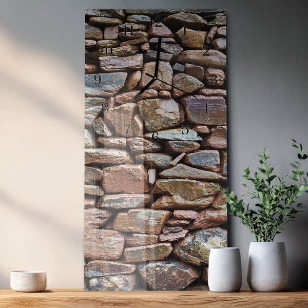 Skleněné hodiny vertikální Kamenná zeď zsppc-30x60-00170884