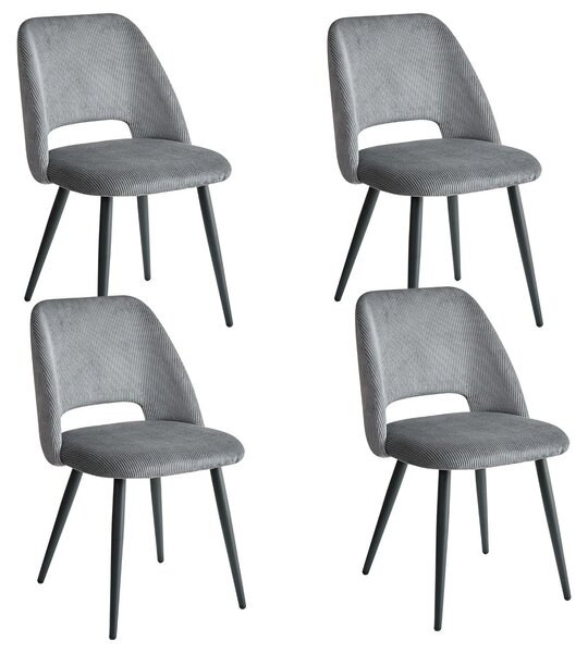 Sada jídelních židlí (2, 4 nebo 6 kusů) – sedák z ribového sametu, ergonomický design, černé kovové nohy