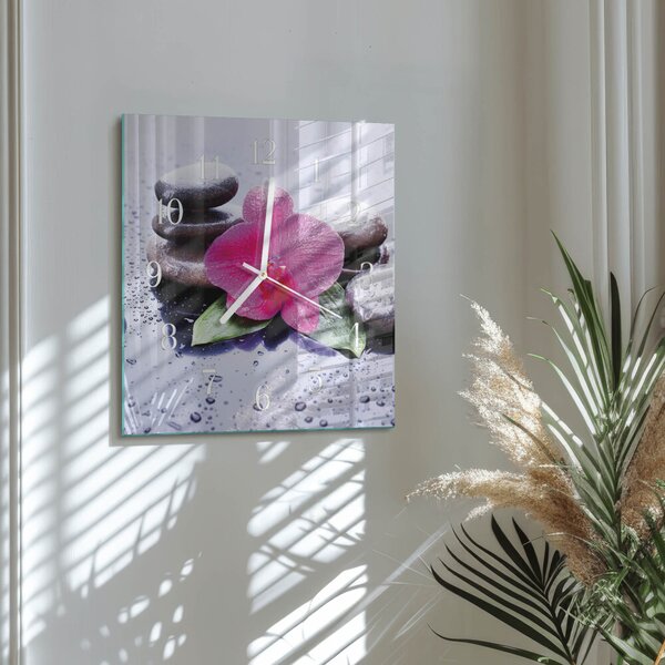 Skleněné hodiny Orchidej zskb-30x30-00086429