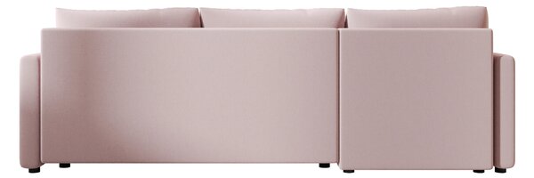 Rozkládací oboustranná sedací souprava do L VENORIA 220x143 cm, pudrově růžová + 2 polštářky ZDARMA