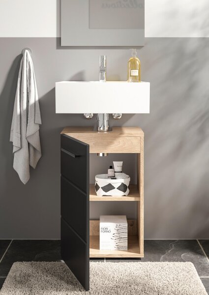 SKŘÍŇKA POD UMYVADLO, černá, barvy dubu, 40/60/31 cm MID.YOU - Koupelnové série, Online Only