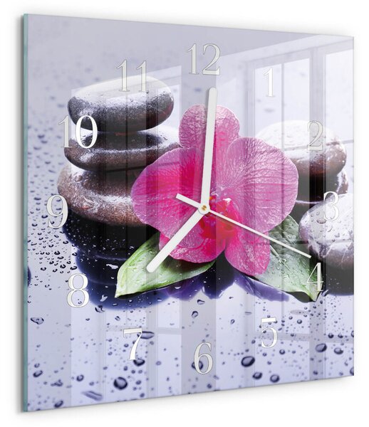 Skleněné hodiny Orchidej zskb-30x30-00086429