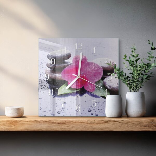 Skleněné hodiny Orchidej zskb-30x30-00086429