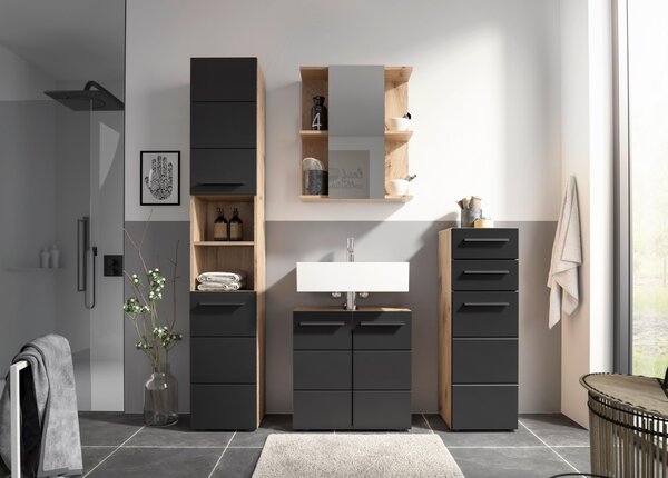 MIDI SKŘÍŇKA, černá, barvy dubu, 34/104/31 cm MID.YOU - Koupelnové série, Online Only
