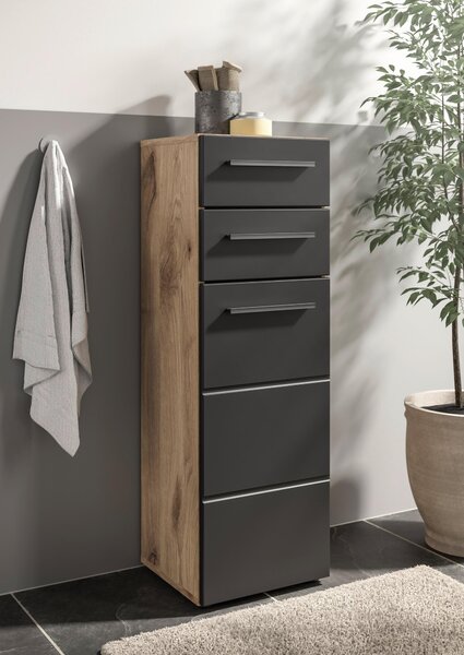 MIDI SKŘÍŇKA, černá, barvy dubu, 34/104/31 cm MID.YOU - Koupelnové série, Online Only