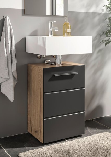 SKŘÍŇKA POD UMYVADLO, černá, barvy dubu, 40/60/31 cm MID.YOU - Koupelnové série, Online Only