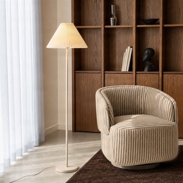 Stojací Lampa NOLA, Percy, Béžová, Obývací pokoj, Tkanina / Textil, Moderní