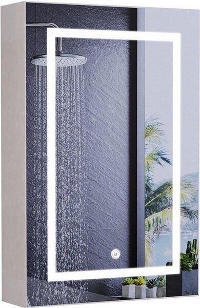 Zrcadlo do koupelny/obývacího pokoje – nástěnné – s LED osvětlením – rozměry 87 x 61 cm