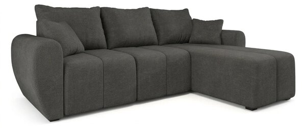 Rozkládací oboustranná sedací souprava do L SEVIO 246x145 cm, tmavě šedá + 2 polštářky ZDARMA