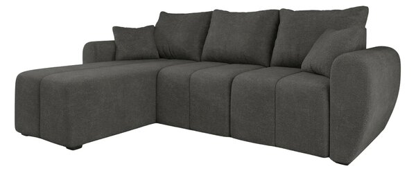 Rozkládací oboustranná sedací souprava do L SEVIO 246x145 cm, tmavě šedá + 2 polštářky ZDARMA