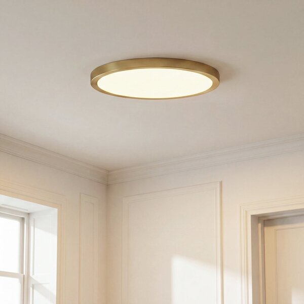 Stropní lampa Lindby, Sorela, stmívatelné, Zlatá / mosazná, Obývací pokoj, Kov, Moderní