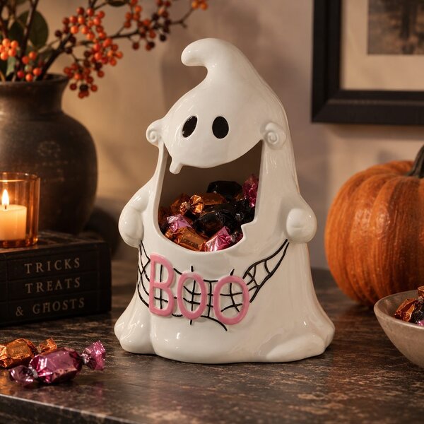 HALLOWEEN Dóza duch 28 cm - bílá