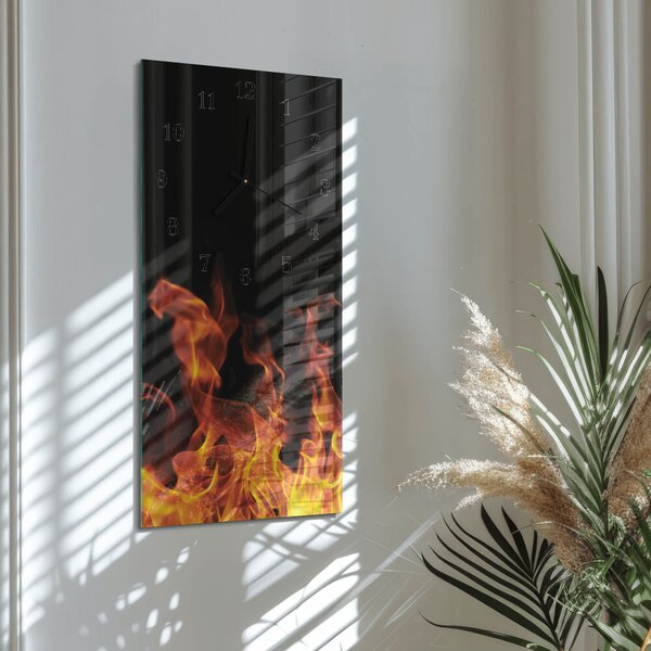 Skleněné hodiny vertikální Oheň zsppc-30x60-00180842