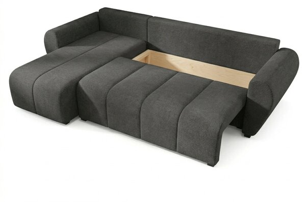 Rozkládací oboustranná sedací souprava do L SEVIO 246x145 cm, tmavě šedá + 2 polštářky ZDARMA