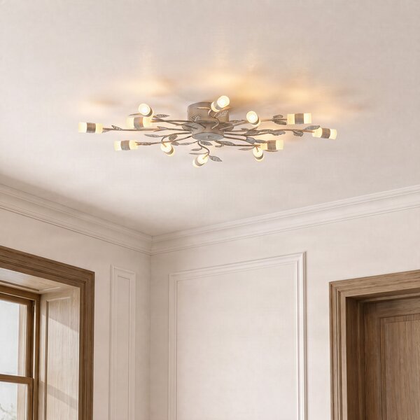 Stropní lampa Lindby, Bolonia, Zlatá / mosazná, Obývací pokoj, Kov, Venkovský / rustikální
