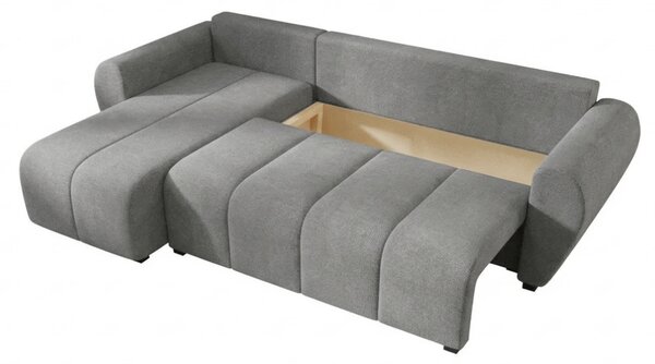 Rozkládací oboustranná sedací souprava do L SEVIO 246x145 cm, šedá + 2 polštářky ZDARMA