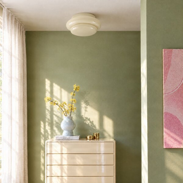 Stropní lampa Lucande, Leilani, stmívatelné, Žlutá, Obývací pokoj, Sklo, Design